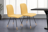 Set of Two Yellow And Black Upholstered Fabric Dining Side Chairs