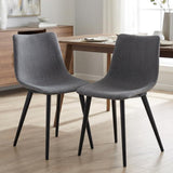 Set of Two Gray And Black Upholstered Fabric Dining Side Chairs