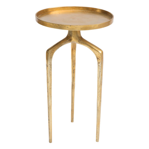 Set of Two Antiqued Gold and Gold Distressed Aluminum Nested Tables