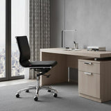 Black and Silver Adjustable Swivel Faux Leather Rolling Executive Office Chair