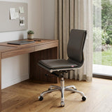 Gray and Silver Adjustable Swivel Faux Leather Rolling Executive Office Chair