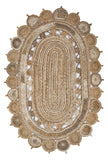 5' X 7' Natural Jute Hand Braided Oval Rug