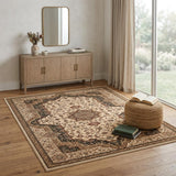 4' X 6' Black And Ivory Oriental Area Rug