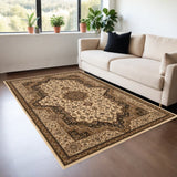 4' X 6' Black And Ivory Oriental Area Rug