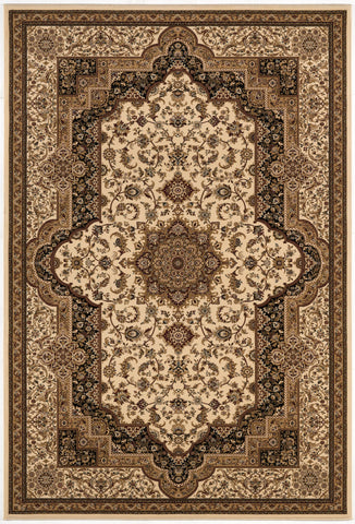 5' X 8' Black And Ivory Oriental Area Rug