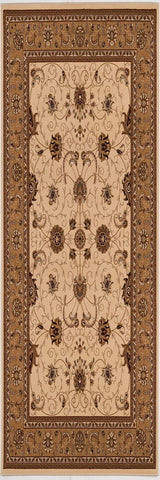 8' Beige And Ivory Oriental Runner Rug