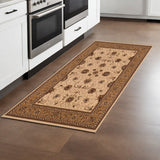 8' Beige And Ivory Oriental Runner Rug