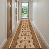 10' Beige And Ivory Oriental Runner Rug