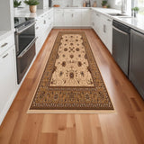 15' Beige And Ivory Oriental Runner Rug