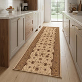 8' Beige And Ivory Oriental Runner Rug