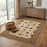 4' X 6' Beige And Ivory Oriental Area Rug