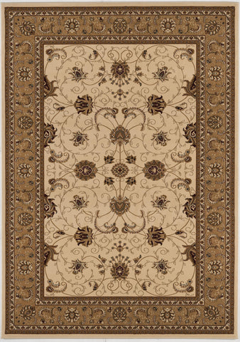 5' X 8' Beige And Ivory Oriental Area Rug