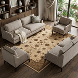 7' X 9' Beige And Ivory Oriental Area Rug