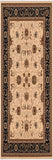 8' Black And Ivory Oriental Runner Rug