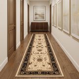 10' Black And Ivory Oriental Runner Rug