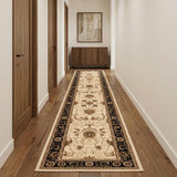 13' Black And Ivory Oriental Runner Rug
