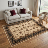 5' X 8' Black And Ivory Oriental Area Rug