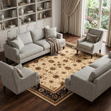 7' X 9' Black And Ivory Oriental Area Rug