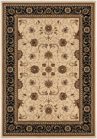 8' X 11' Black And Ivory Oriental Area Rug
