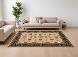 8' X 11' Black And Ivory Oriental Area Rug