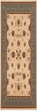 8' Blue And Ivory Oriental Runner Rug
