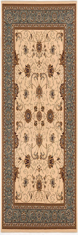 8' Blue And Ivory Oriental Runner Rug