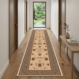 10' Blue And Ivory Oriental Runner Rug