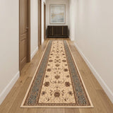 13' Blue And Ivory Oriental Runner Rug