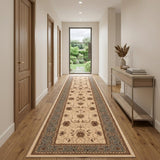 15' Blue And Ivory Oriental Runner Rug