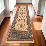 20' Blue And Ivory Oriental Runner Rug