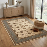 4' X 6' Blue And Ivory Oriental Area Rug