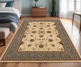 4' X 6' Blue And Ivory Oriental Area Rug