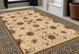 5' X 8' Blue And Ivory Oriental Area Rug