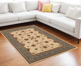 7' X 9' Blue And Ivory Oriental Area Rug