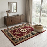 4' X 6' Red And Black Oriental Area Rug