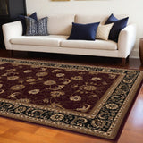 7' X 9' Red And Black Oriental Area Rug