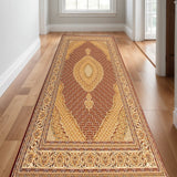20' Red And Beige Oriental Runner Rug