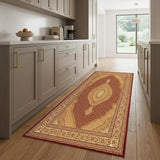 8' Red And Beige Oriental Runner Rug