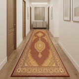10' Red And Beige Oriental Runner Rug