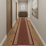 15' Red And Beige Oriental Runner Rug