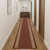 20' Red And Beige Oriental Runner Rug