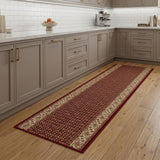 8' Red And Beige Oriental Runner Rug