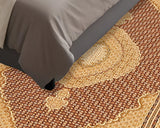 5' Red Round Oriental Power Loom Area Rug
