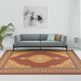 5' X 8' Red And Beige Oriental Area Rug