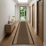 13' Beige And Black Medallion Runner Rug