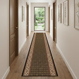 15' Beige And Black Medallion Runner Rug