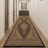 20' Beige And Black Medallion Runner Rug