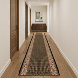 20' Beige And Black Medallion Runner Rug