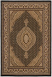 8' Beige And Black Medallion Runner Rug