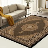 5' X 8' Beige and Black Medallion Power Loom Area Rug